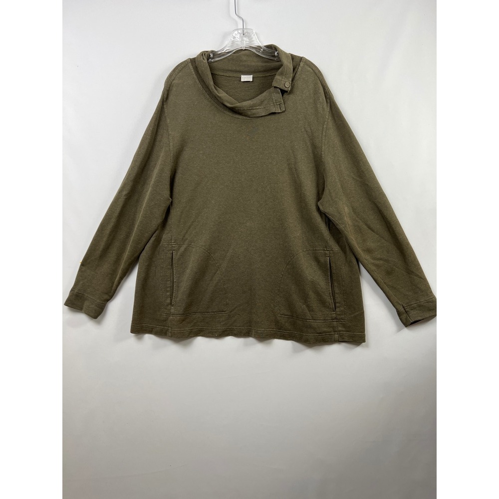 Poetry Funnel Neck Pullover Women 14 Green Hemp Organic Cotton Pockets Relaxed